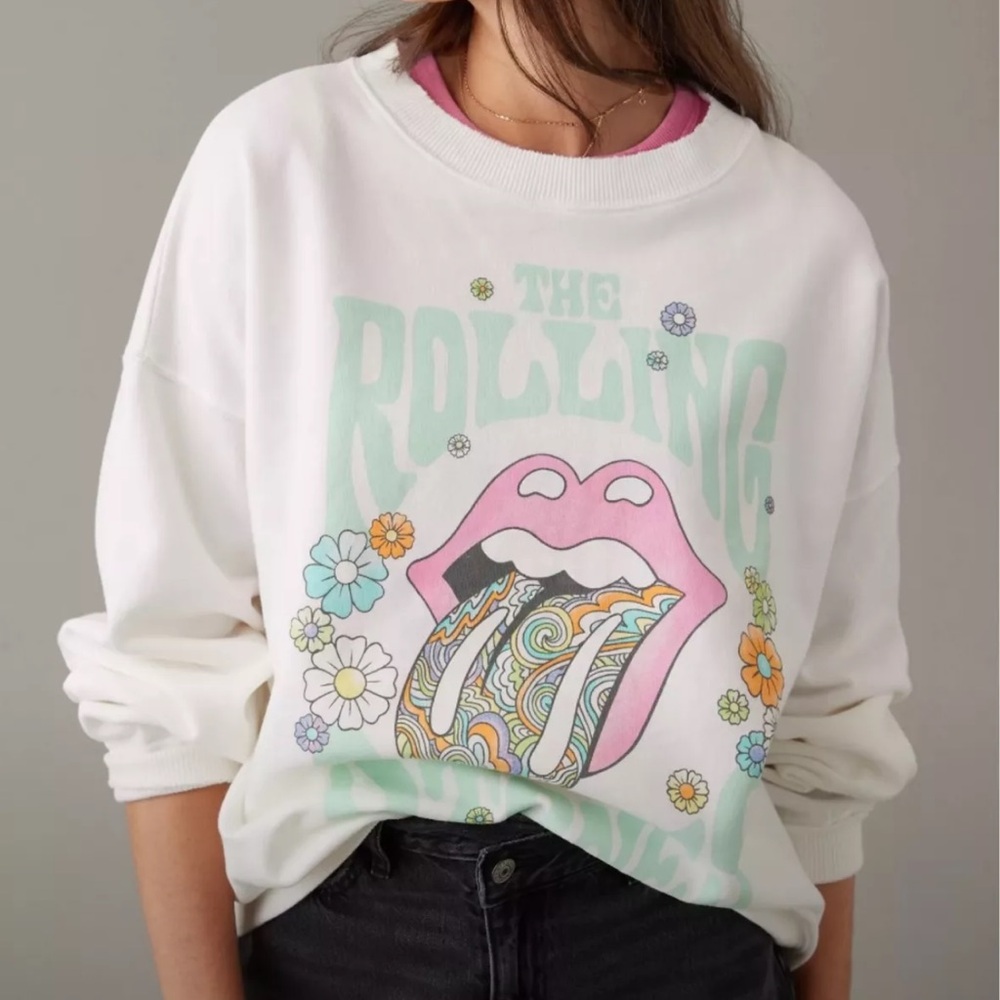 American Eagle ROLLING STONES Oversized Sweatshirt - Sz Small